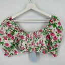 Hill House NWT  Isabella Cropped Top in Pink Roses S Photo 5