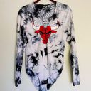 Nba  Chicago Bulls Bodysuit M Tie Dye V Neck Black Gray Red Basketball Logo Photo 0