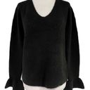 VERO MODA New  Ruffle Cuff Sweater Long Sleeve V-Neck Pullover Black Photo 0