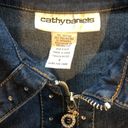 Cathy Daniels  Rhinestone Zip Up Blue Jean Jacket Photo 5