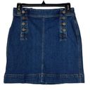 The Loft  Outlet SZ 0 Mini Jean Skirt Stretch Button Up Medium Wash Rear Pockets Blue Photo 0