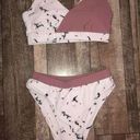 Romwe 💕5️⃣  white marble and pink-ish mauve high waisted bikini Photo 0