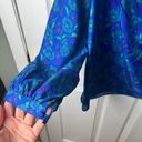 Veronica Beard  Blue Silk Cobalt Floral One Shoulder Lyric Relaxed Fit Blouse 2 Photo 3