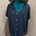 Torrid Navy Blue Waffle Knit Tie Front Short Sleeve Blouse Photo 3