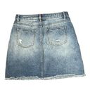 Harper  A-Line Distressed Denim Mini Skirt Women Small Raw Hem Medium Wash Cotton Photo 7