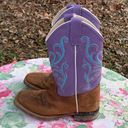 Old West  Purple, Blue and Brown Embroidered Cowboy Boots Size 5D Photo 0