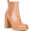 Gianni Bini Ah-Mazed Caramel Brown Leather Block Heel Platform Chelsea Boots Photo 0