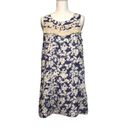 Kensie Blue White Floral Tassel Fringe Shift Dress Photo 2