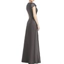 Alfred Sung NWT  Caviar Gray Cap Sleeve V-Neck Satin Gown Size 0 Photo 1