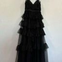 Betsy and Adam  Black Tiered Ruffle Mesh Dress 6 NWOT Photo 3