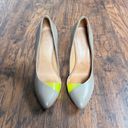 L.A.M.B. . • Harlie Pump heel d'orsay stiletto taupe leather neon green platform Photo 2