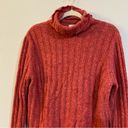 Garnet Hill  Turtleneck Sweater Size Large Red Wool Ribbed Knit Photo 5