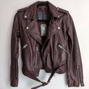 All Saints Balfern Leather Biker Jacket In Deep Berry Size 2 NEW Photo 2