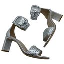 Matisse Footwear Matisse New Hope Woven Leather Sandal Silver Metallic Heeled Sandals, size 7 Photo 1