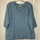 Cherish  Blue Fuzzy Knit V Neck Short Sleeve Sweater Top size Small Photo 0