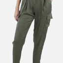 L'Agence  Lightweight Silk Cropped Cargo Pants - Green Photo 0