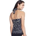 Kona Sol  Women's Halter Tankini Swim Top in Navy/White Geometric Print Size M Photo 8