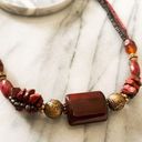 Coldwater Creek  Beaded Necklace - Rust Red Chunky Beads, Earthy Casual Style Photo 1