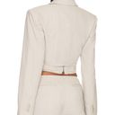 H:ours  Amira Crop Blazer Gray White MEDIUM Bolero Padded Shoulder Designer NEW Photo 3