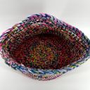 Handmade Knit Crochet Basket Handbag Yarn Colorful Tribal Classic Multicolor Photo 2