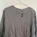 Heart Hips Cropped Loose Blouse Gray White Stripes Size M Photo 8