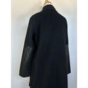 Vince  Classic Black Wool Side Zip Parka Coat Jacket, Leather Accent, size S Photo 6