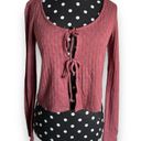 Self Esteem  Womens Cardigan Sz S Rose Brown Pointelle Double Tie Y2K NEW 90s Photo 2