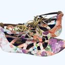 Bella Marie Multicolor Floral Lace Up Ballet Flats Shoes 8.5 Photo 2