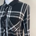 Rails  Hunter Plaid Shirt Womens Medium Button Down Black‎ White Gray Long Sleeve Photo 2