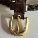 VINTAGE Brown Braided Leather Belt with Gold Buckle Photo 1