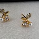 Small CZ Cherry Stud Earrings for Women Gold Photo 1