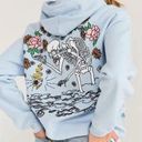 Silence + Noise  Skeleton Flower Hoodie Sweatshirt Light Blue Size Medium Photo 0