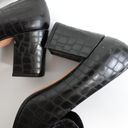 Via Spiga  90s Vintage Black Croc-Embossed Square Toe Leather Heeled Loafers Photo 8