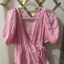 Urban Outfitters Pink Puff Sleeve Tie Top Photo 0