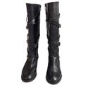 Arturo Chiang  black leather buckle tall boot moto size 7 Photo 2