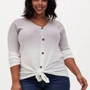 Torrid Waffle V-Neck Button Front Long Sleeve Top Photo 0