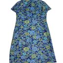 Vintage Blue 70s  and green floral mock neck mini dress large Photo 7