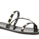 Steve Madden Nonii Black Pearl Studded Square Toe Flat Sandals Size 10 NEW Photo 2