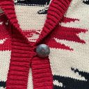 CHAPS  Denim Vest Red Southwestern Knit Sweater Cardigan Short Sleeve Aztec Photo 5