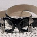 Ellen Tracy  black double circle one size adjustable leather belt Photo 0