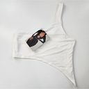 Naked Wardrobe  White Smooth Side Asymmetrical Crop Top NWT Sz Small Photo 4