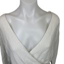 The Moon  & Madison White Cotton Wrap Plunge V-neck Knit Cut-out Sweater Top Size S Photo 3