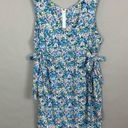 Vintage‎ Liberty Dress Apron Style Faux Wrap Side Ties Square Neck Blue Floral Size M Photo 4