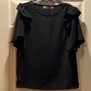 Missguided Lucy Wang  Black Ruffle Sleeve Top, NWT. Photo 0