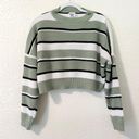 Princess Polly Alton Striped Oversized Cropped Knit Sweater in Sage Green Photo 1