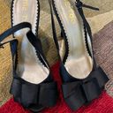 Me Too Jeanette Satin Bow Peep Toe Heels Black Fancy Occassion Shoes Women’s 7 Photo 0