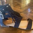 Fringe trim sandal Black Size 6 Photo 2