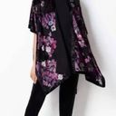 J.Jill  Ruana Velvet Burnout Cardigan One Size Kimono Duster Purple Floral Photo 1