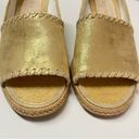 Jack Rogers Metallic Gold Canvas Palmer Espadrille Ripe Heel Wedge Size 9.5 Photo 9