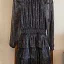 Cinq à Sept NWOT Cinq a Sept black & grey abstract print tiered long sleeve dress Photo 3